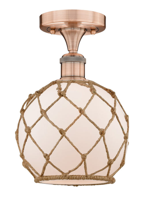 Innovations 616-1F-AC-G121-8RB One Light Semi-Flush Mount, Antique Copper