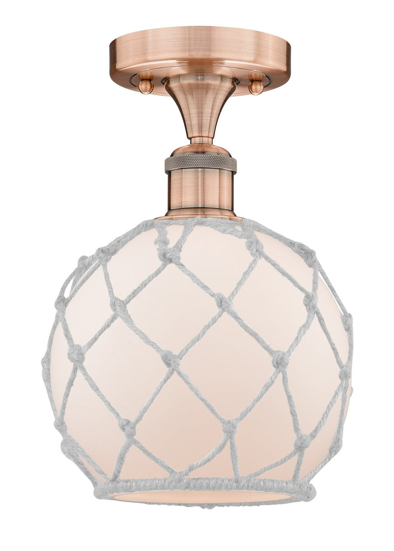 Innovations 616-1F-AC-G121-8RW One Light Semi-Flush Mount, Antique Copper