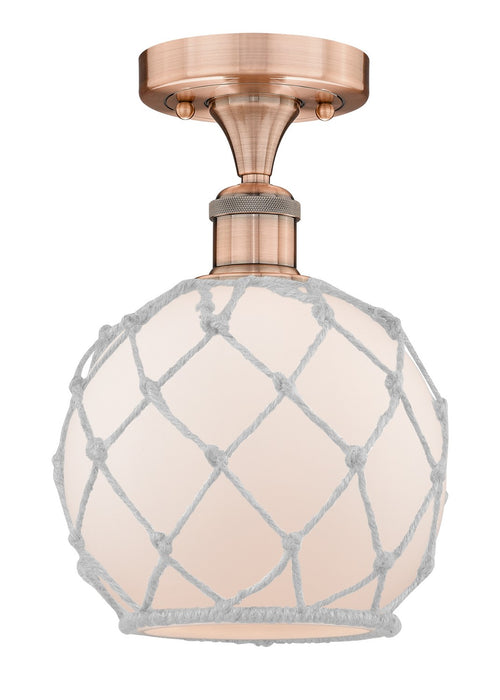 Innovations 616-1F-AC-G121-8RW One Light Semi-Flush Mount, Antique Copper