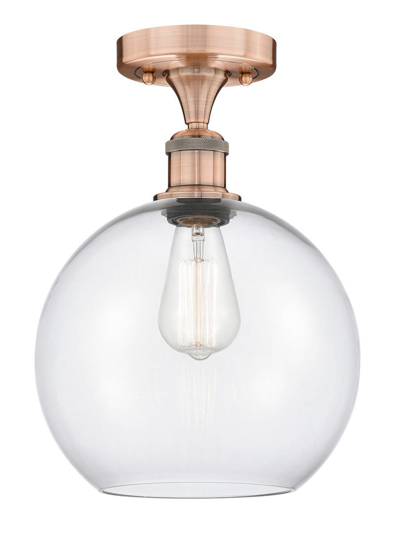 Innovations 616-1F-AC-G122-10 One Light Semi-Flush Mount, Antique Copper