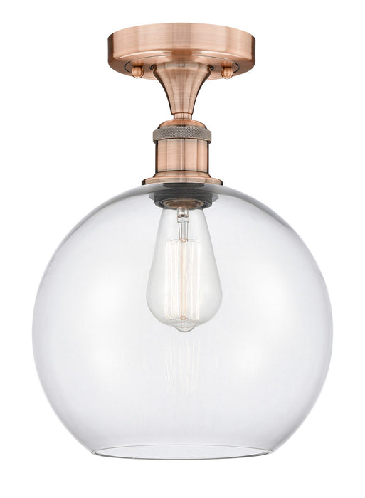 Innovations 616-1F-AC-G122-10 One Light Semi-Flush Mount, Antique Copper