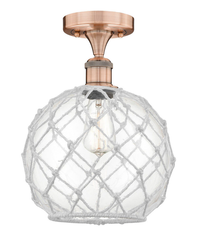 Innovations 616-1F-AC-G122-10RW One Light Semi-Flush Mount, Antique Copper