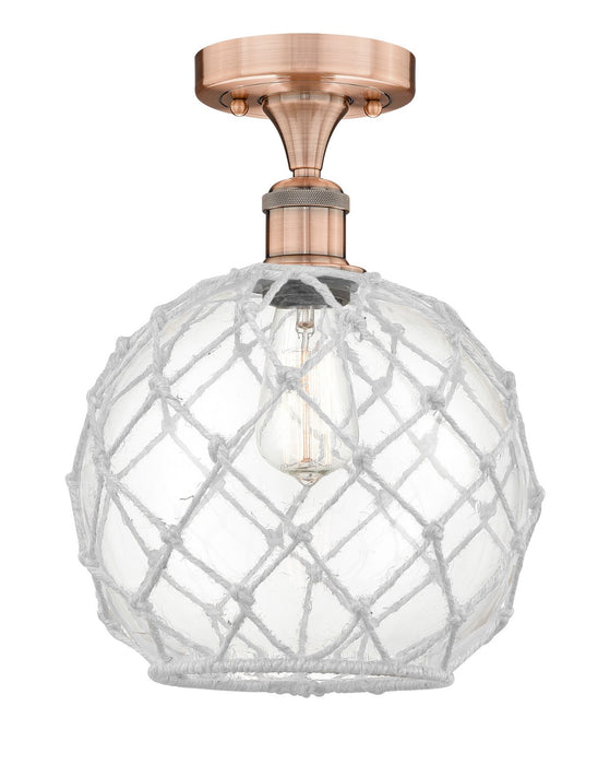 Innovations 616-1F-AC-G122-10RW One Light Semi-Flush Mount, Antique Copper