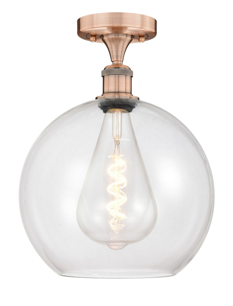 Innovations 616-1F-AC-G122-12 One Light Semi-Flush Mount, Antique Copper