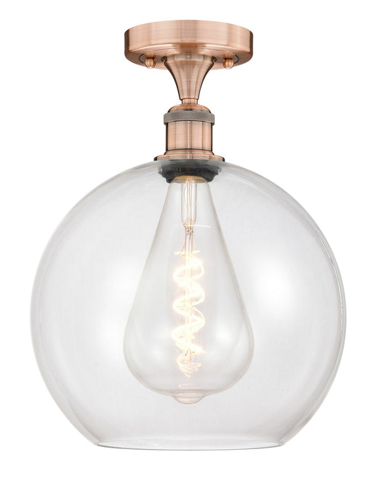 Innovations 616-1F-AC-G122-12 One Light Semi-Flush Mount, Antique Copper