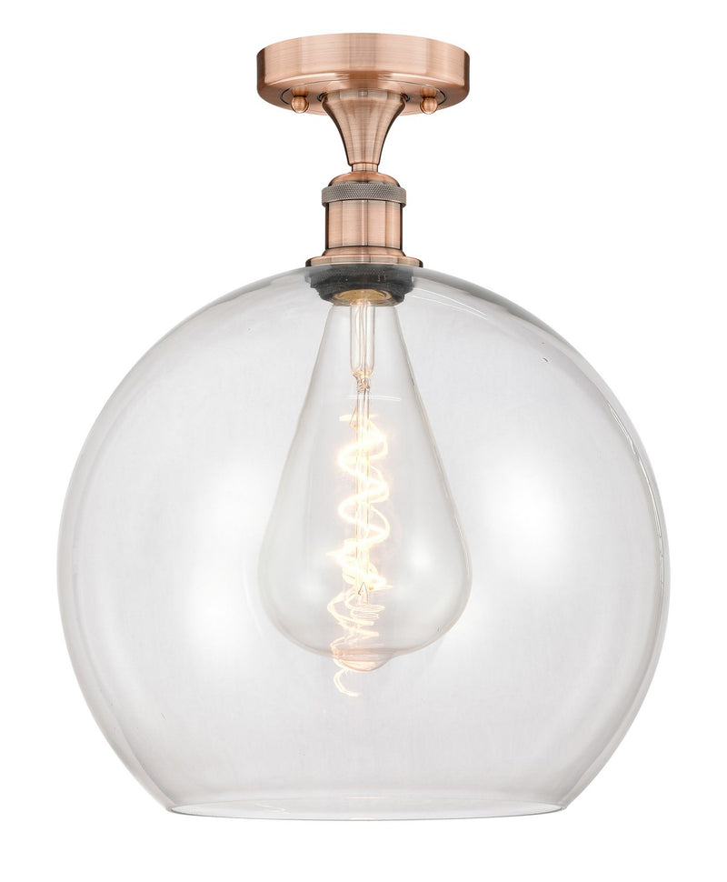 Innovations 616-1F-AC-G122-14 One Light Semi-Flush Mount, Antique Copper