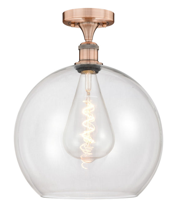 Innovations 616-1F-AC-G122-14 One Light Semi-Flush Mount, Antique Copper