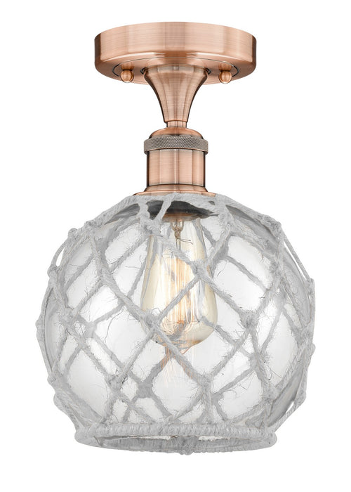 Innovations 616-1F-AC-G122-8RW One Light Semi-Flush Mount, Antique Copper