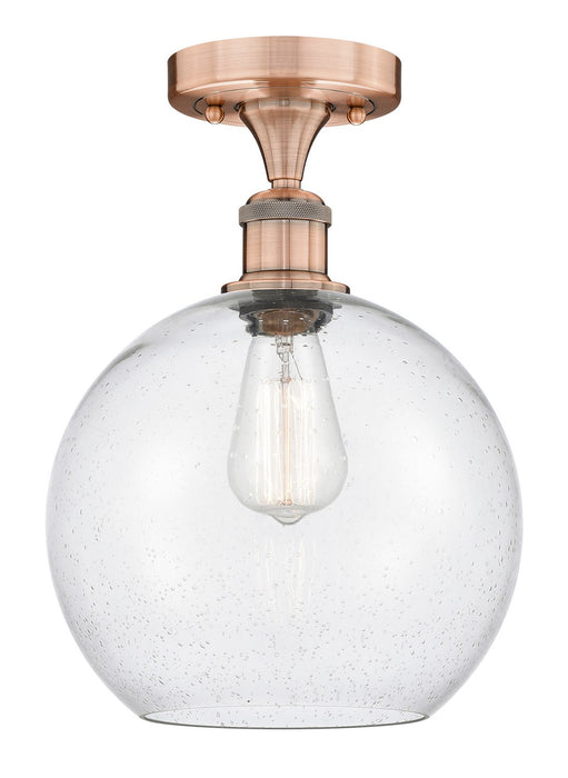 Innovations 616-1F-AC-G124-10 One Light Semi-Flush Mount, Antique Copper