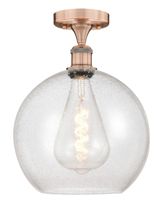 Innovations 616-1F-AC-G124-12 One Light Semi-Flush Mount, Antique Copper