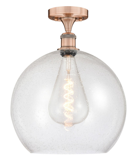 Innovations 616-1F-AC-G124-14 One Light Semi-Flush Mount, Antique Copper
