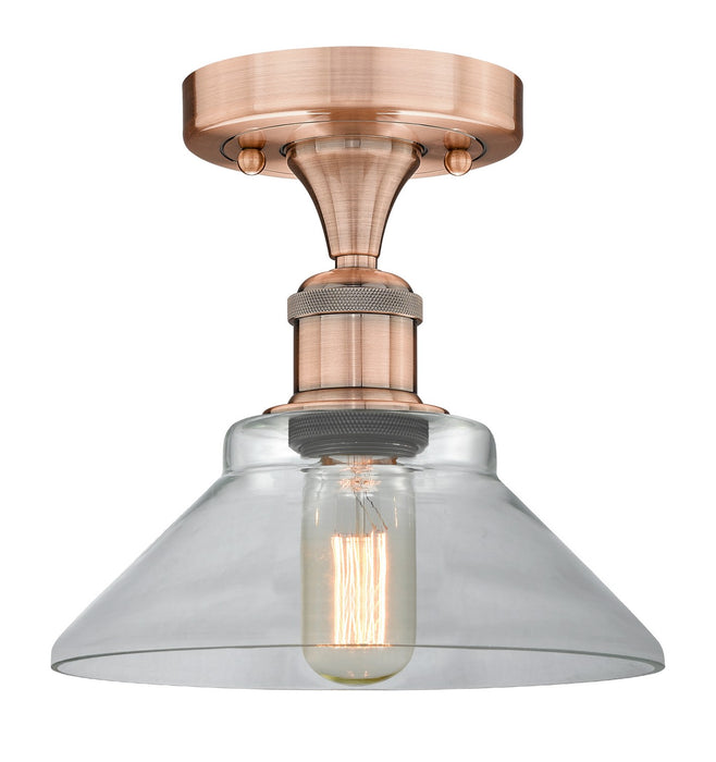 Innovations 616-1F-AC-G132 One Light Flush Mount, Antique Copper
