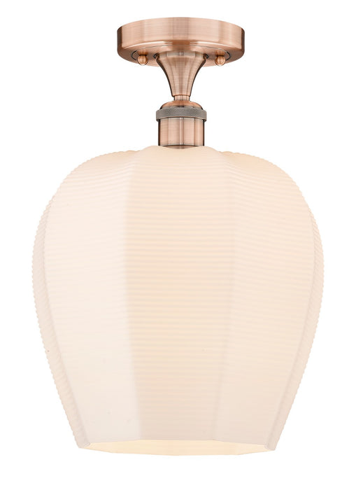 Innovations 616-1F-AC-G461-12 One Light Semi-Flush Mount, Antique Copper