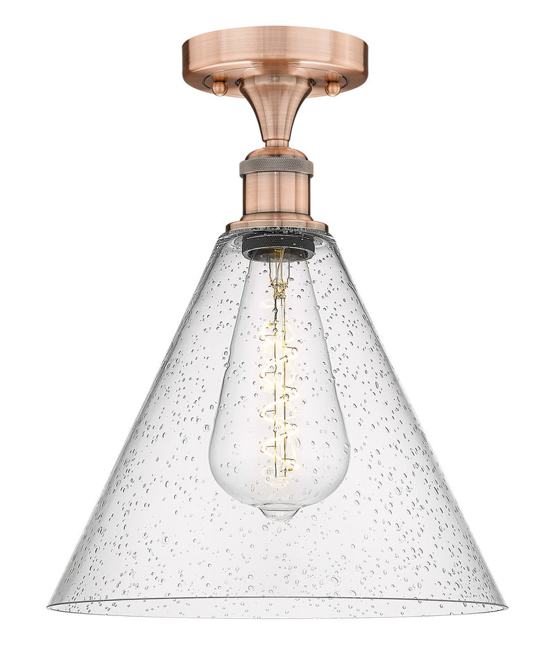 Innovations 616-1F-AC-GBC-124 One Light Semi-Flush Mount, Antique Copper