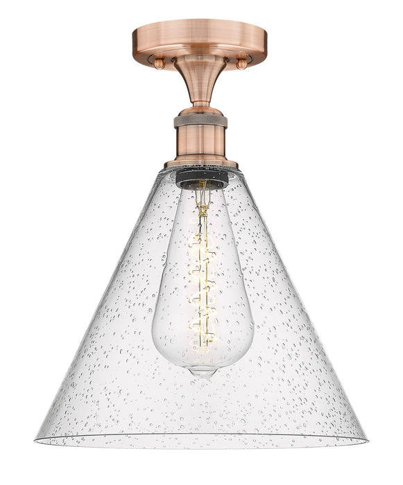 Innovations 616-1F-AC-GBC-124 One Light Semi-Flush Mount, Antique Copper