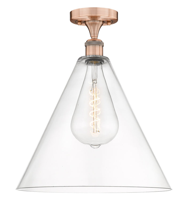 Innovations 616-1F-AC-GBC-162 One Light Semi-Flush Mount, Antique Copper