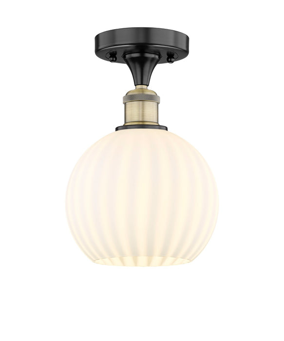 Innovations 616-1F-BAB-G1217-8WV LED Semi-Flush Mount, Black Antique Brass