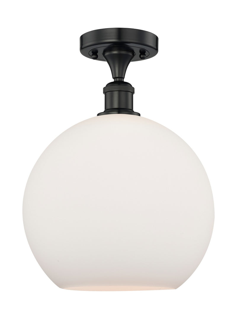 Innovations 616-1F-BK-G121-12 One Light Semi-Flush Mount, Matte Black