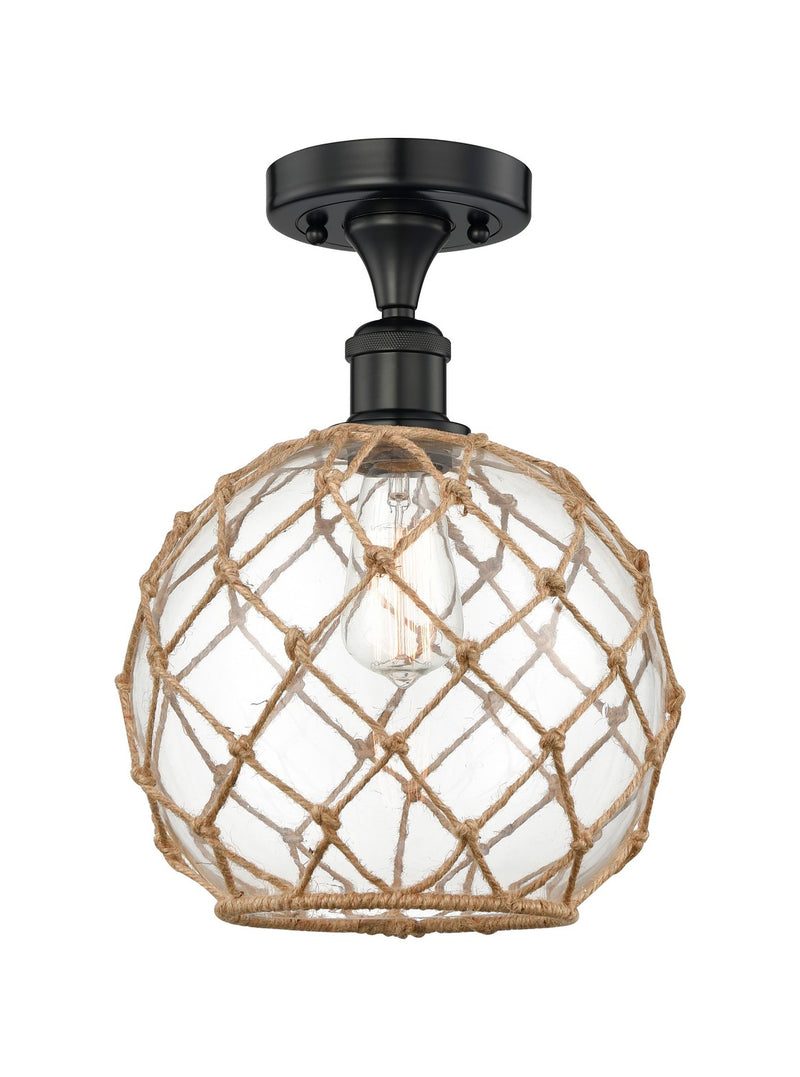 Innovations 616-1F-BK-G122-10RB One Light Semi-Flush Mount, Matte Black