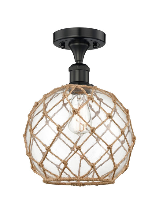 Innovations 616-1F-BK-G122-10RB One Light Semi-Flush Mount, Matte Black