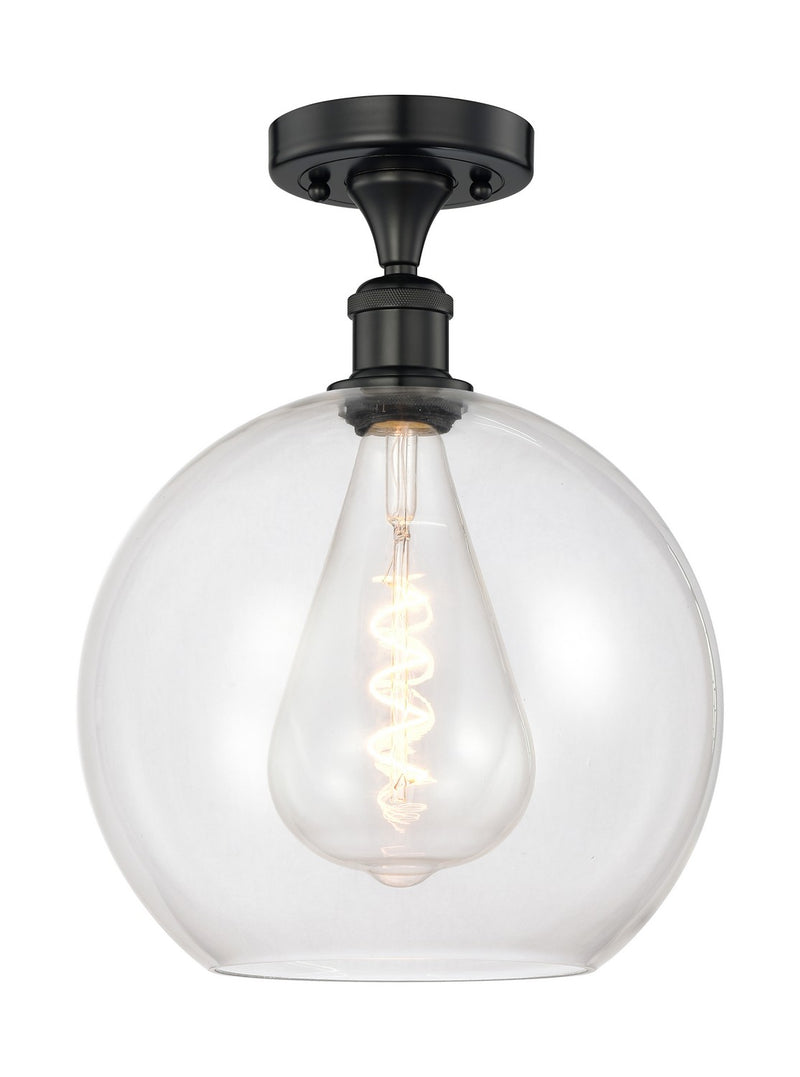 Innovations 616-1F-BK-G122-12 One Light Semi-Flush Mount, Matte Black