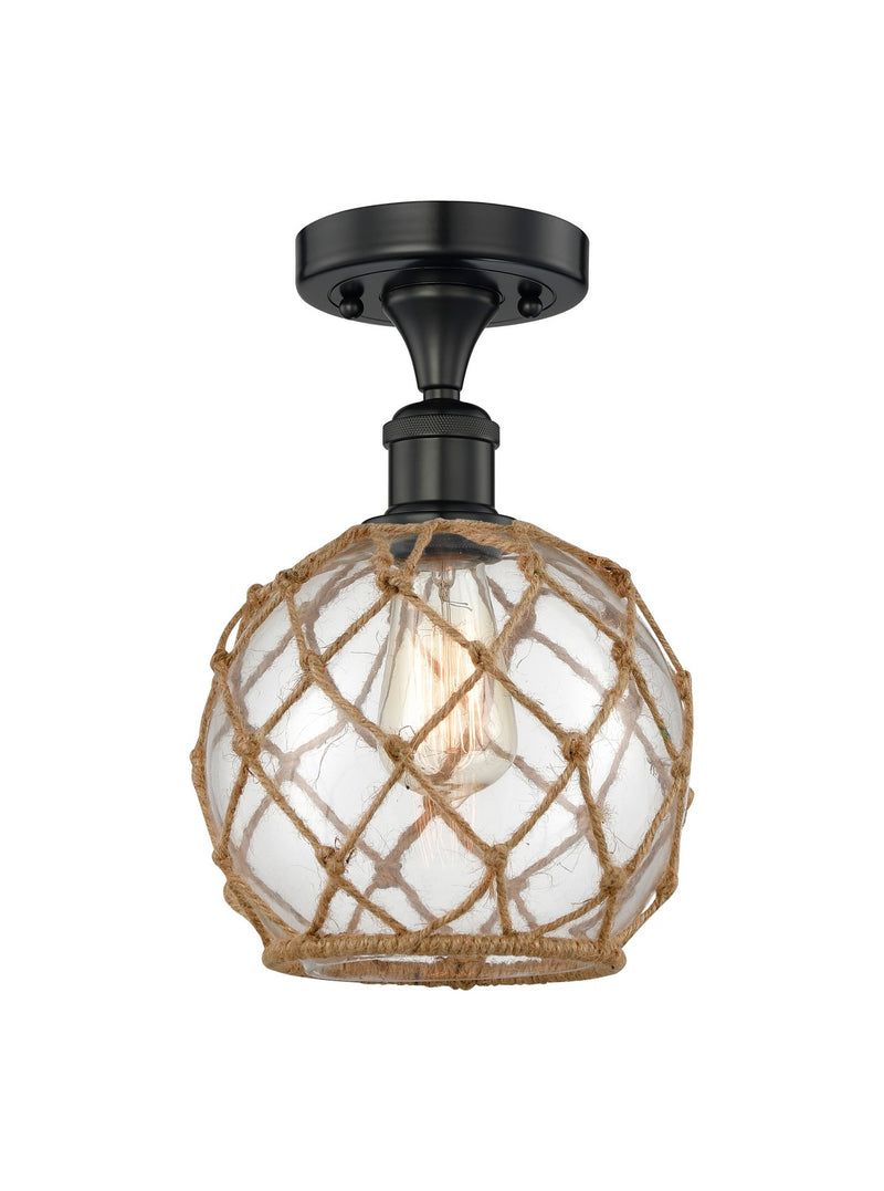 Innovations 616-1F-BK-G122-8RB One Light Semi-Flush Mount, Matte Black