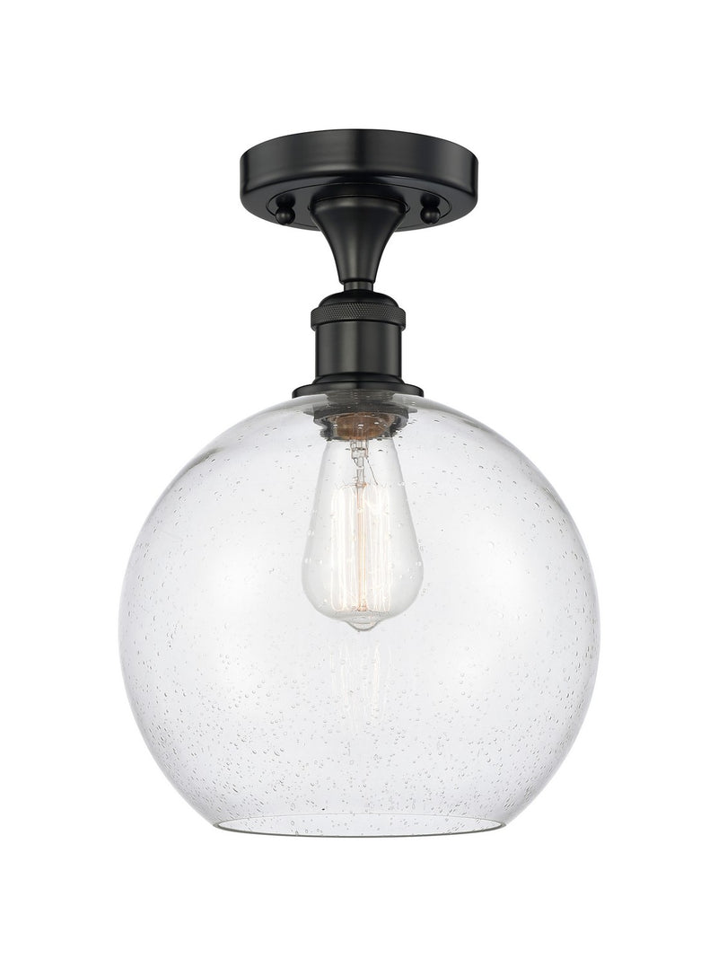 Innovations 616-1F-BK-G124-10 One Light Semi-Flush Mount, Matte Black