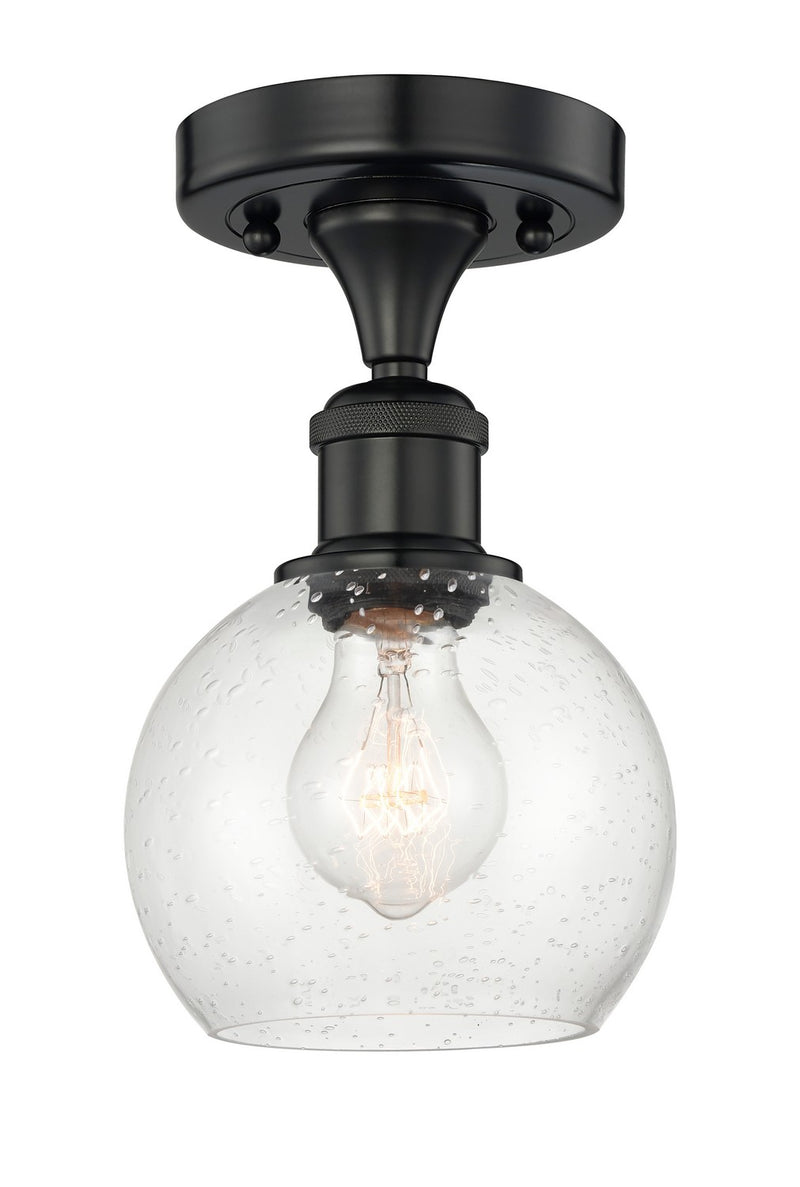 Innovations 616-1F-BK-G124-6 One Light Semi-Flush Mount, Matte Black
