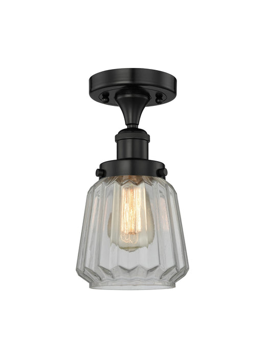 Innovations 616-1F-BK-G142 One Light Semi-Flush Mount, Matte Black