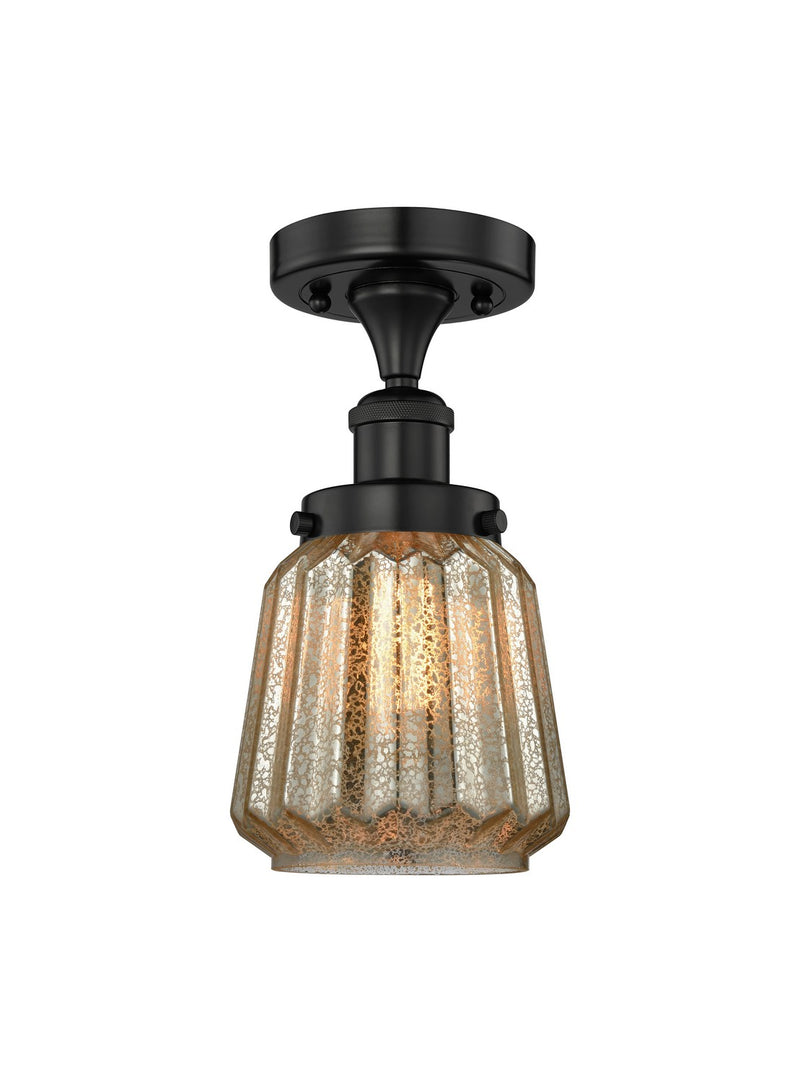 Innovations 616-1F-BK-G146 One Light Semi-Flush Mount, Matte Black