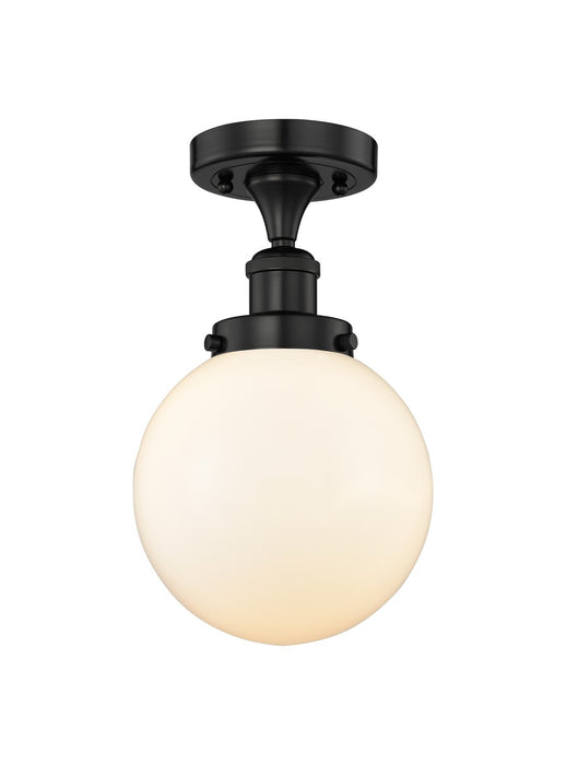 Innovations 616-1F-BK-G201-8 One Light Semi-Flush Mount, Matte Black