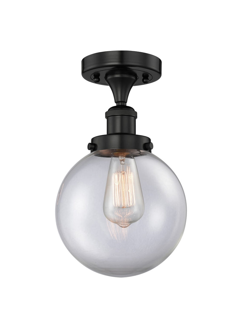 Innovations 616-1F-BK-G202-8 One Light Semi-Flush Mount, Matte Black