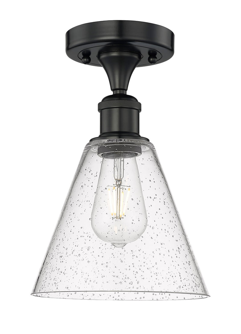 Innovations 616-1F-BK-GBC-84 One Light Semi-Flush Mount, Matte Black
