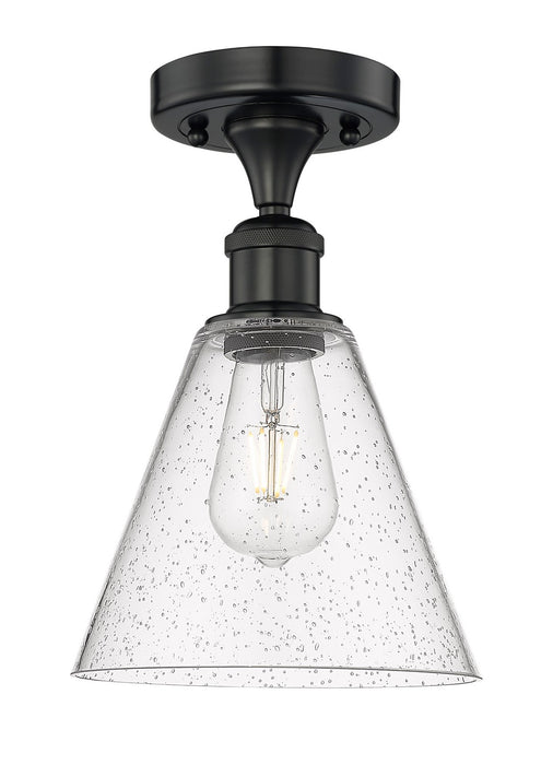 Innovations 616-1F-BK-GBC-84 One Light Semi-Flush Mount, Matte Black