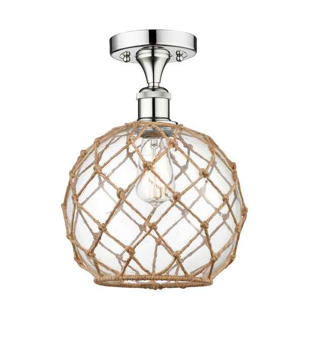 Innovations 616-1F-PC-G122-10RB One Light Semi-Flush Mount, Polished Chrome