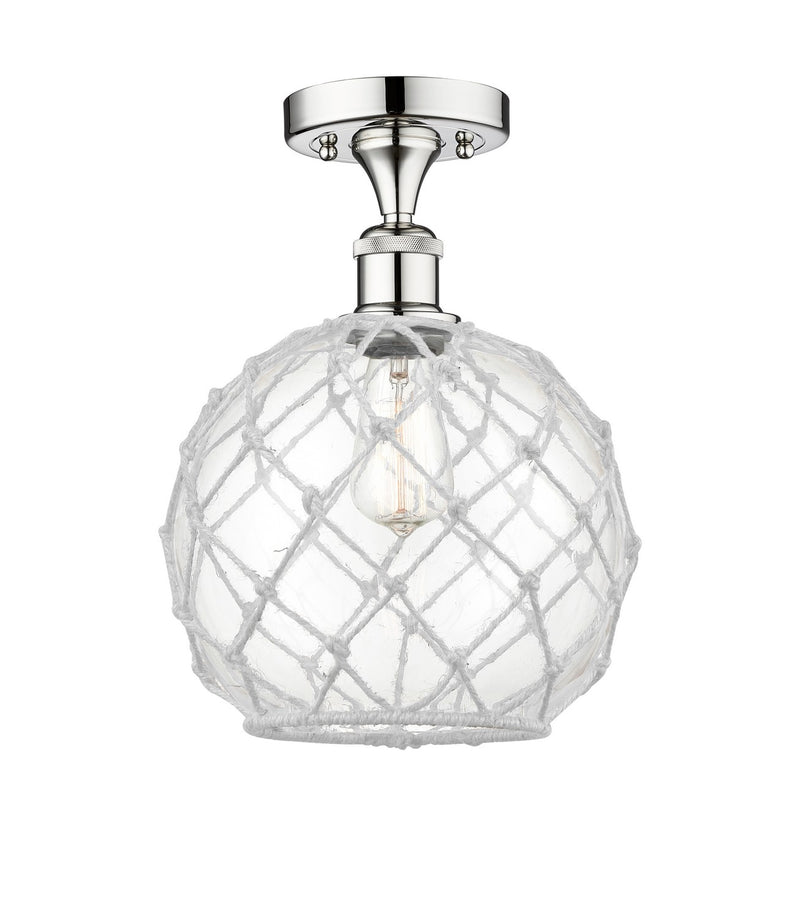 Innovations 616-1F-PC-G122-10RW One Light Semi-Flush Mount, Polished Chrome