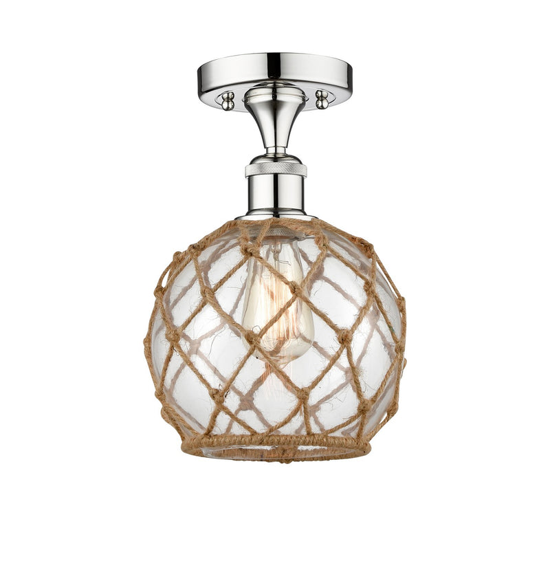Innovations 616-1F-PC-G122-8RB One Light Semi-Flush Mount, Polished Chrome