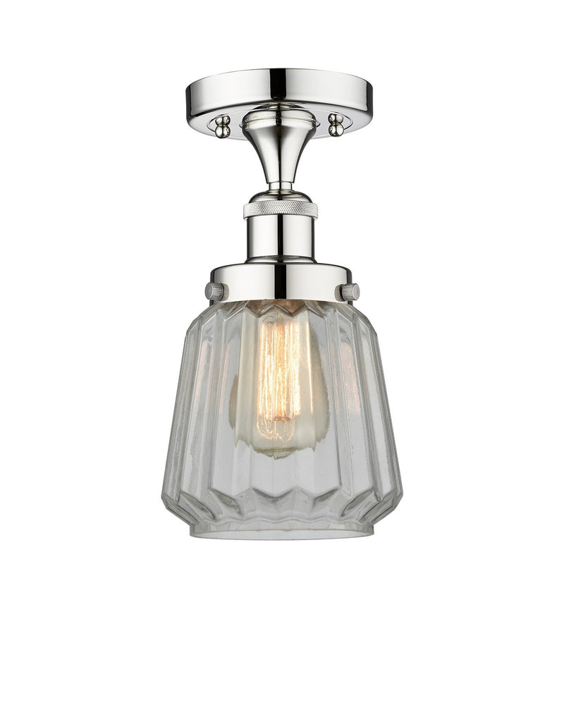 Innovations 616-1F-PC-G142 One Light Semi-Flush Mount, Polished Chrome