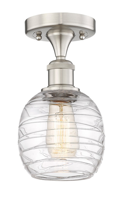 Innovations 616-1F-SN-G1013 One Light Semi-Flush Mount, Brushed Satin Nickel