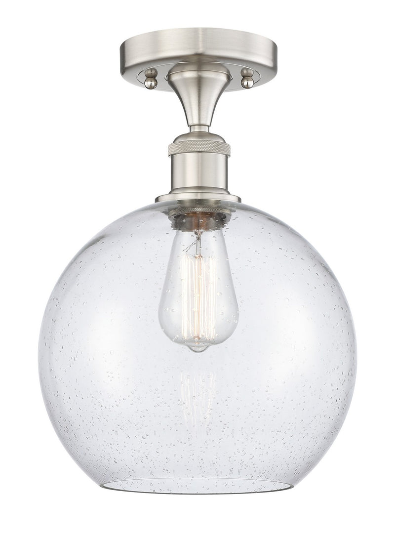 Innovations 616-1F-SN-G124-10 One Light Semi-Flush Mount, Brushed Satin Nickel
