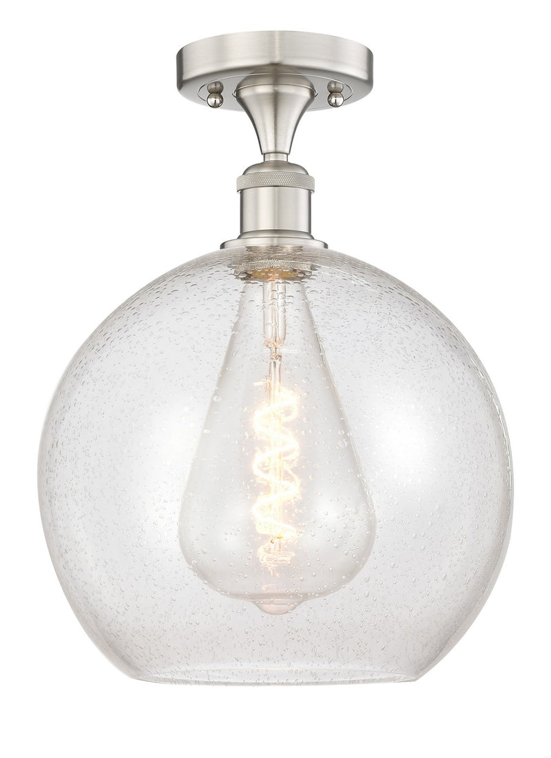 Innovations 616-1F-SN-G124-12 One Light Semi-Flush Mount, Brushed Satin Nickel