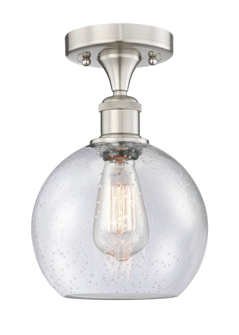 Innovations 616-1F-SN-G124-8 One Light Semi-Flush Mount, Brushed Satin Nickel