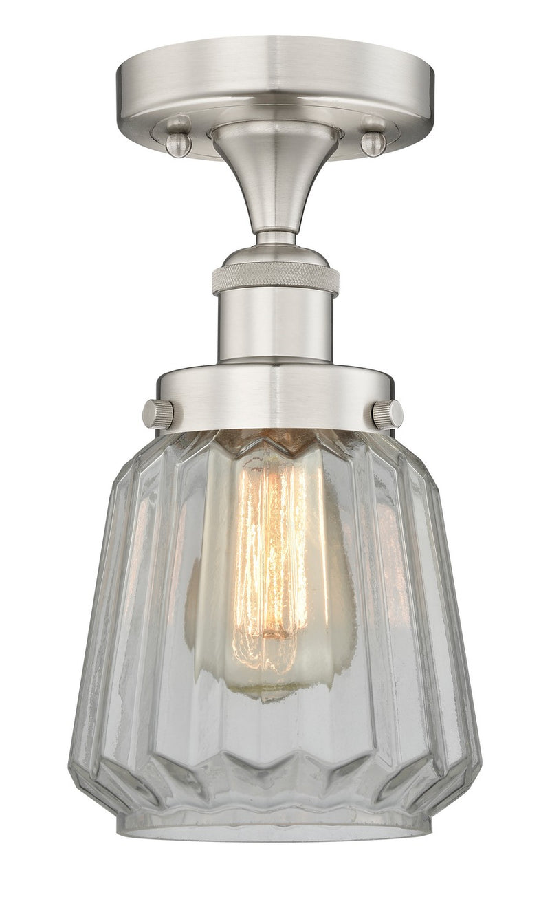 Innovations 616-1F-SN-G142 One Light Semi-Flush Mount, Brushed Satin Nickel