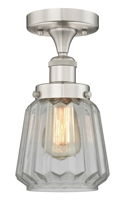 Innovations 616-1F-SN-G142 One Light Semi-Flush Mount, Brushed Satin Nickel