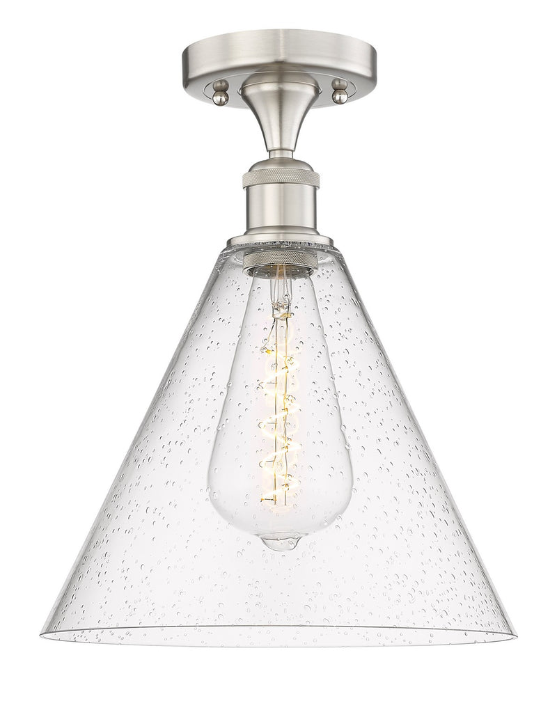Innovations 616-1F-SN-GBC-124 One Light Semi-Flush Mount, Brushed Satin Nickel