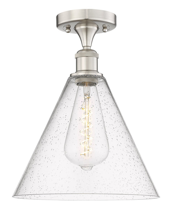 Innovations 616-1F-SN-GBC-124 One Light Semi-Flush Mount, Brushed Satin Nickel