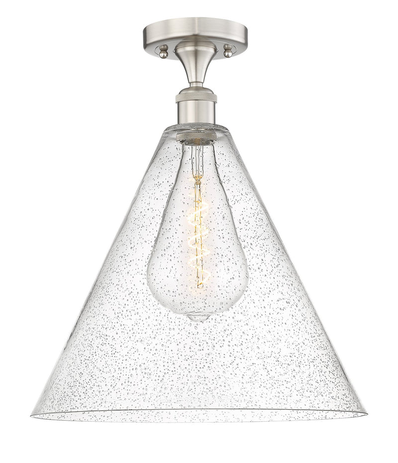 Innovations 616-1F-SN-GBC-164 One Light Semi-Flush Mount, Brushed Satin Nickel