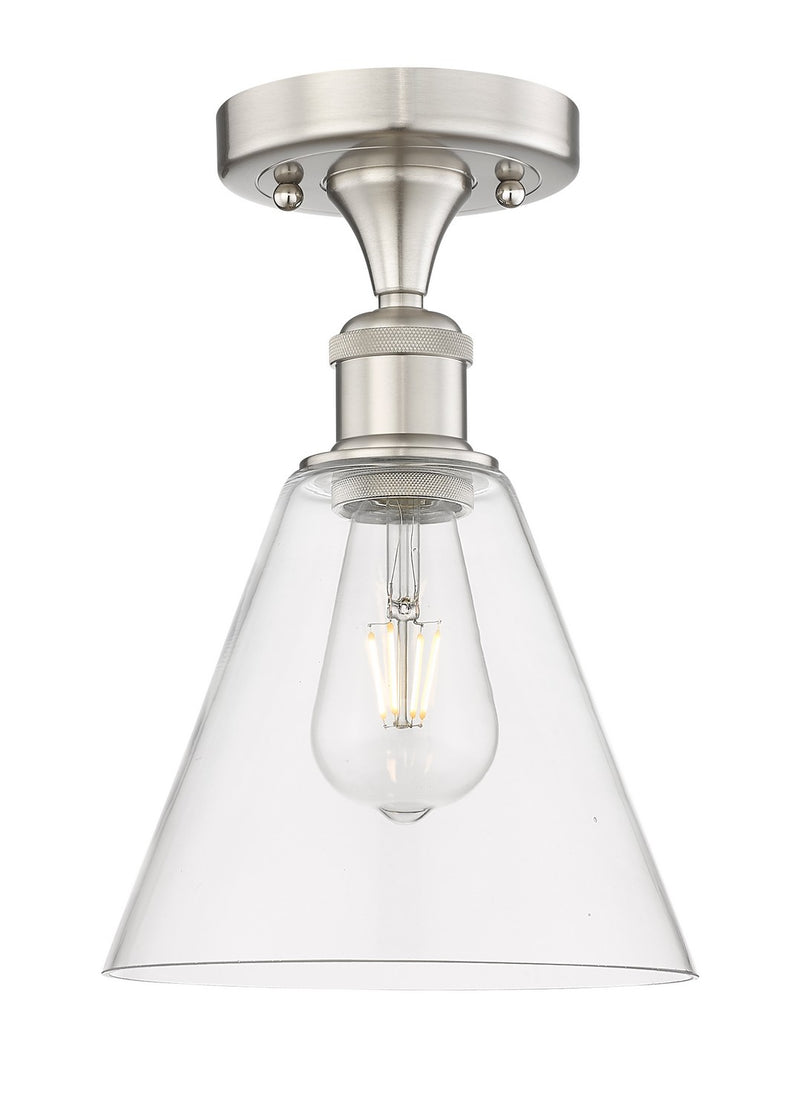 Innovations 616-1F-SN-GBC-82 One Light Semi-Flush Mount, Brushed Satin Nickel
