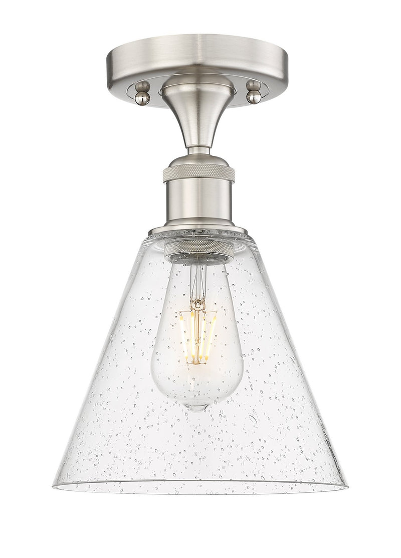 Innovations 616-1F-SN-GBC-84 One Light Semi-Flush Mount, Brushed Satin Nickel