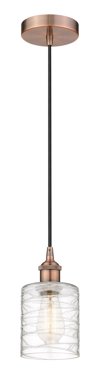 Innovations 616-1P-AC-G1113 One Light Mini Pendant, Antique Copper